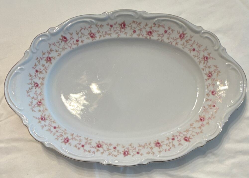 12" Serving Platter, Mitterteich China Lady Claire Floral Pattern, 1930s Bavaria